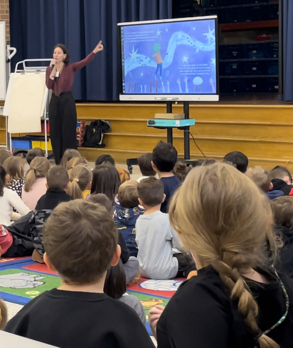 A full school assembly gathered together