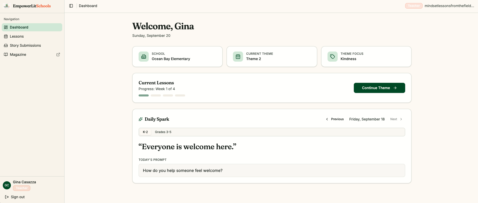 Teacher dashboard